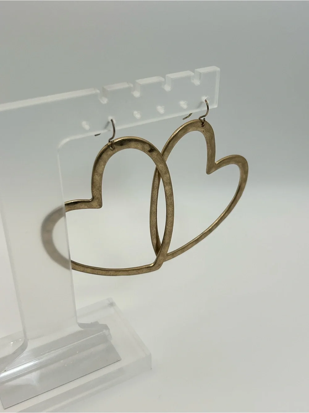 Gold-tone Heart Hoop Earrings 2 Pair Dangle Oversized